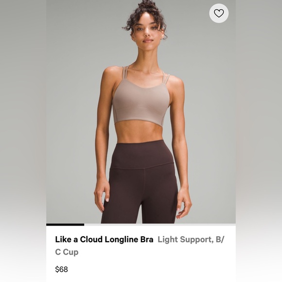 Lululemon Like a Cloud Longline Bra - size 6 - Taupe - Picture 1 of 4